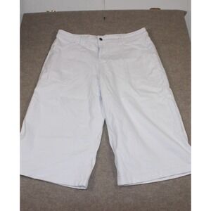 Roswear White Denim Bermuda Shorts XXL Stretch Wide Leg Patch Pocket